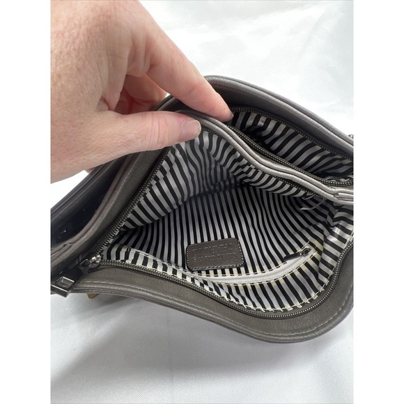 Charming Charlie Off Black Grey Purse Shoulder Bag Chain Strap Double Zippers - Picture 7 of 8